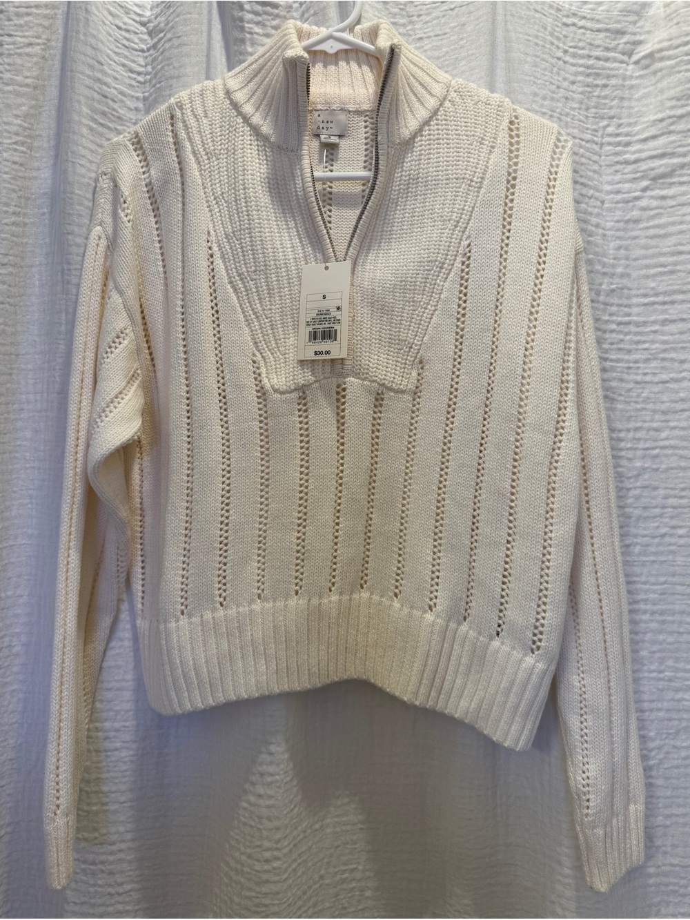 A New Day Women’s Cream Half-Zip Knit Sweater NWT